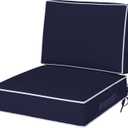 Outdoor Chair Cushions, 24''x24'' Outdoor Chair Cushions, Patio Chairs Cushions w/ Back Cushion,Handle,Straps,Removable Cover, Outdoor Cushion for Kitchen Dining Patio Furniture,Water & Fade-Resistant