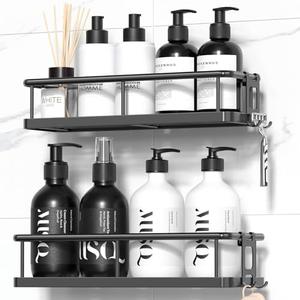 Amazon.com: YASONIC Shower Caddy Adhesive, Rustproof Shower Shelves for Inside Shower, Large Capacity Bathroom Organizers and Storage, Shower Storage with Removable Hooks, No Drill Bathroom Accessories Black : Home & Kitchen