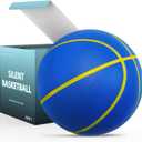 Silent Basketball Size 7 (29.5")  Grooved Airless Foam Indoor Basketball for Quiet Dribbling and Indoor Training, Pro PU Material  Achieve Real Feel Higher Bounce Quieter (Blue)