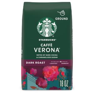 Starbucks Ground Coffee, Dark Roast Hot or Iced Coffee, Caff Verona, 18 oz (EXP 08/25/26)