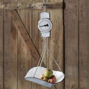 CTW Home Collection 770199 Hanging Decorative Non Functional Produce Kitchen Scale, 9-inch Width, Metal, White
