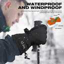 MCTi Waterproof Mens Ski Gloves Winter Warm 3M Thinsulate Snowboard Snowmobile Cold Weather Gloves (Large, Black)