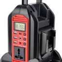 YEX-BUR 350W Power Inverter for Milwaukee 18v Battery, 2-Ports DC 18V to AC 120V Pure Sine Wave Inverter with 3 USB-A & 1 USB-C Port, 300LM LED Light for Camping Emergency(No Battery)