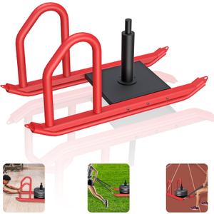 Weight Sled for Training, Heavy Duty 500 LBS Pull Push Sled for Outdoor, Indoor, Football, Durable Steel Weighted Sled, Compatible with 1" & 2" Weight Plate, Frame with Adjustable Reflective Stripe Vest (Red+Black)