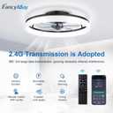 Ceiling Fans with Lights and Remote, 20" Modern Low Profile Ceiling Fan, 6-Speed Quiet Reversible Motor, Flush Mount LED Fan Light,Stepless Dimmable for Bedroom & Kids Room (Black)