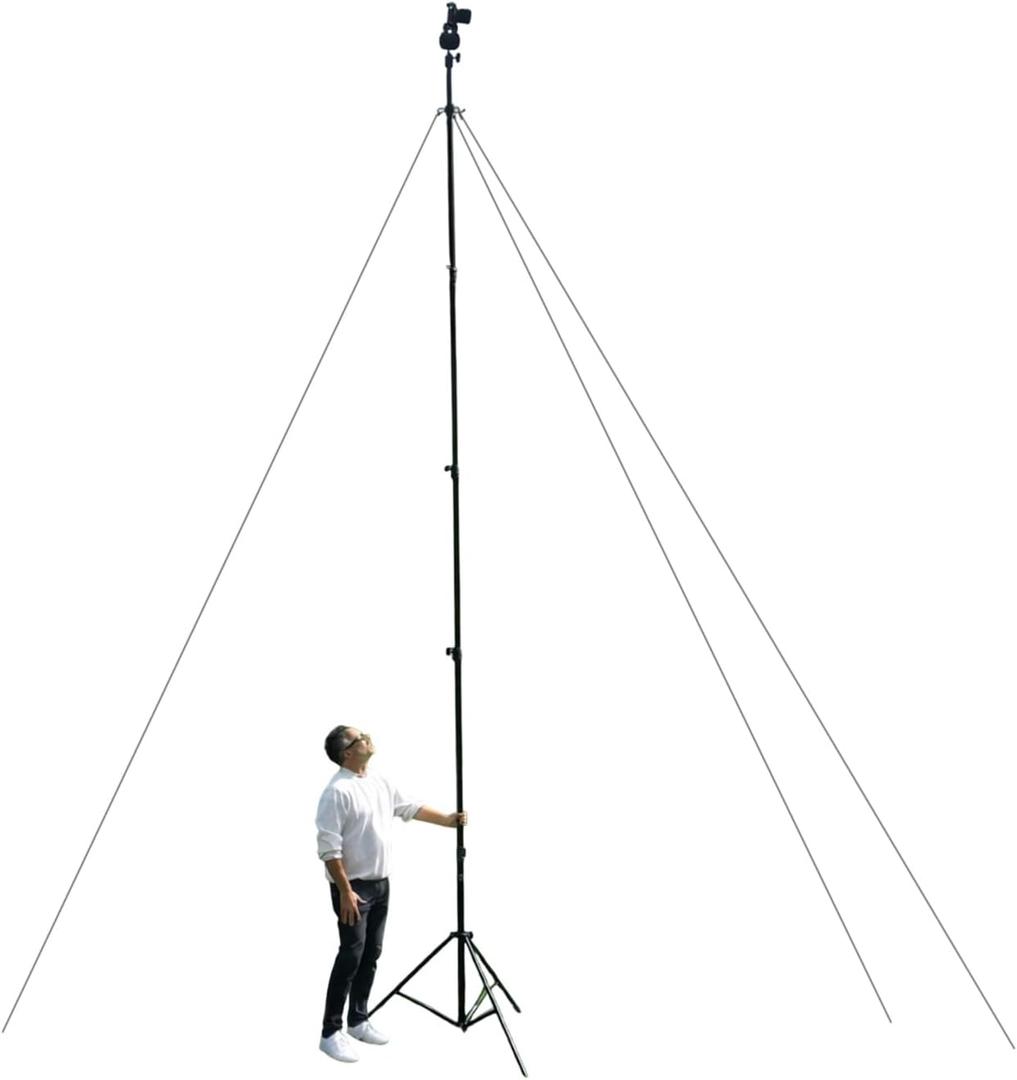 Glide Gear TST 20 Sky High 20' Tall Video Camera Tripod Stand – Air-Cushioned Telescoping Sections, Supports Up to 8 lbs – Ideal for Overhead Shots in Film & Photo - Stabilization Kit Included
