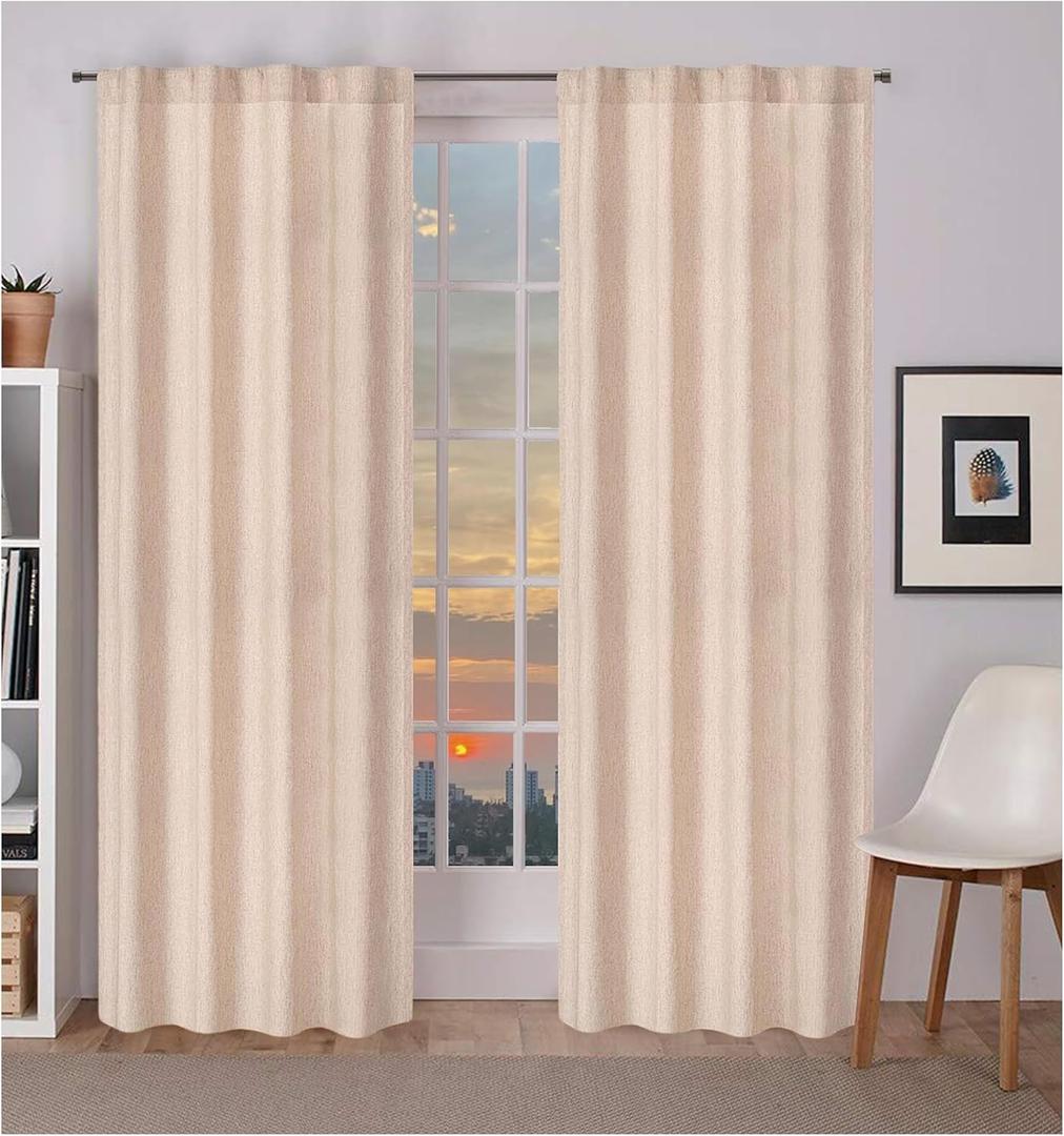 Bedding Craft Window Curtain Set of 2 in Linen/Flax Fabric 50x72 Natural Room Darkening Drapes Tab Top Style  Elegant and Ideal for Bedroom Living Room Home Decor,Chritsmas,Thanksgiving