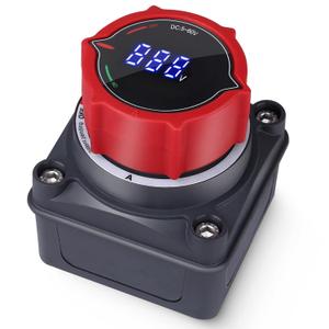 Upgrade Battery Disconnect Switch with Voltmeter, DC 5-60V Master Isolator Cut/Shut Off Switch for Marine Boat Car Truck Camper RV Trailer Vehicles Engine Application (On/Off)