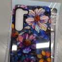 Case for Samsung Galaxy S23 Plus, Colorful Floral Flower Art Phone Case Drop Resistant Glossy 2 in 1 Solid Dual-Layer Cover for Girl Women