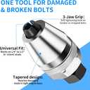 Damaged Bolt Extractor and Stud Remover Tool, Manual Grip Mechanism for 1/4" to 1/2" Broken, Stripped, Rounded or Rusted Bolts
