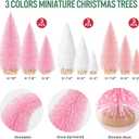 9Pcs Mini Christmas Trees Christmas Decor Artificial Christmas Decorations with 4 Sizes, Christmas Tree Bottle Brush Trees Christmas Table Decorations (Pink Light Pink White)