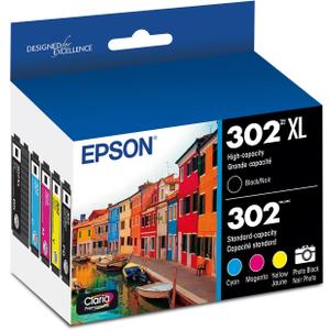 EPSON 302 Claria Premium Ink High Capacity Black & Standard Color Cartridge Combo Pack (T302XL-BCS) Works with Expression XP-6000 XP-6100