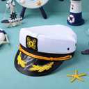 NOLITOY Captain Hat for Adults, Shape-Retaining Sailor Hat for Men Women: Nautical Yacht Captain Costume with Embroidered Brim for Cosplay Cruise Party Attire White