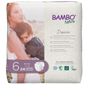 Bambo Nature Premium Ecofriendly Baby Diapers, Size 6 (35+ Lbs), 24 Count