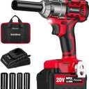 AVID POWER 1/2 Impact Wrench Brushless, 20V Cordless Impact Gun w/ 3 Variable Speeds, Max Torque 370ft-lbs (500N.m), 3.0Ah Li-ion Battery, 4Pcs Impact Sockets, Fast Charger