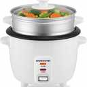 OVENTE Electric Rice Cooker and Food Steamer – 10-Cup Cooked Capacity (5 Cups Uncooked), Nonstick Removable Pot, Keep Warm Function, Steaming Basket, Measuring Cup & Spatula Included, White RCS01W