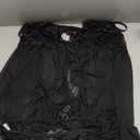 Sexy Halter Open Front Ruffle Sheer Mesh Lace Babydoll Lingerie Dress with Thong 2 Piece (S, Black)