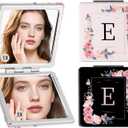 2-Pack Letter Compact Mirror, 1X/3X Magnifying and Portable Makeup Mirror, Travel Small Pocket Mirror for Women