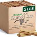 Plow & Hearth 2 LBS Fatwood Fire Starter Sticks Organic Kindling, Easy Ignition Fat Wood, All Natural Firestarters for Fire Pit, Wood Stoves, Fireplaces, Campfires, Bonfires, BBQ