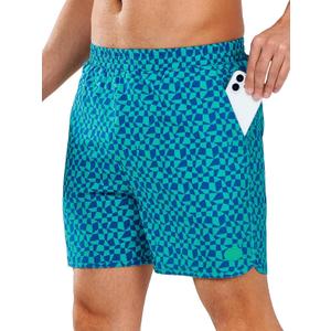 NORTHYARD Mens Swim Trunks 5" Beach Swim Shorts Quick Dry Bathing Suit with Mesh Liner Packable (Blue, M)