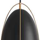 Black Dome Pendant Light 3 Light Socket Large Pendant Light Fixture with Adjustable Pendant Rod 12in Black Gold Pendant Lighting for Kitchen Island Dining Room Kitchen Sink, E26