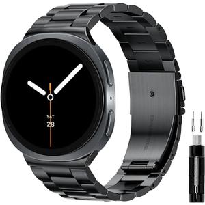 GOLDTOLUCK Stainless Steel Band Compatible with Samsung Galaxy Watch 8 7 6 5 4 Classic FE Pro 40mm 44mm 46mm 43mm 47mm 45mm 42mm 20mm Men Women Milanese Replacement Metal Elegant Casual (Black)