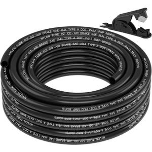 35FT 1/2 DOT Air Line SAE J844 PA12 Nylon Air Hose with Cutter 1/2 OD Pneumatic Tubing DOT Approved 1/2 Air Brake Hose for Air Suspension Kit Truck Trailer Brake System & Fluid Transfer 11m