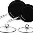 Stainless Steel Frying Pan Set, Titanium Ceramic 10 and 12 Non Stick Frying Pan Skillet Set with Lids, No Toxic Nonstick Egg Omelet Cooking Pan Set, Induction Compatible, PFAS&PTFE Free