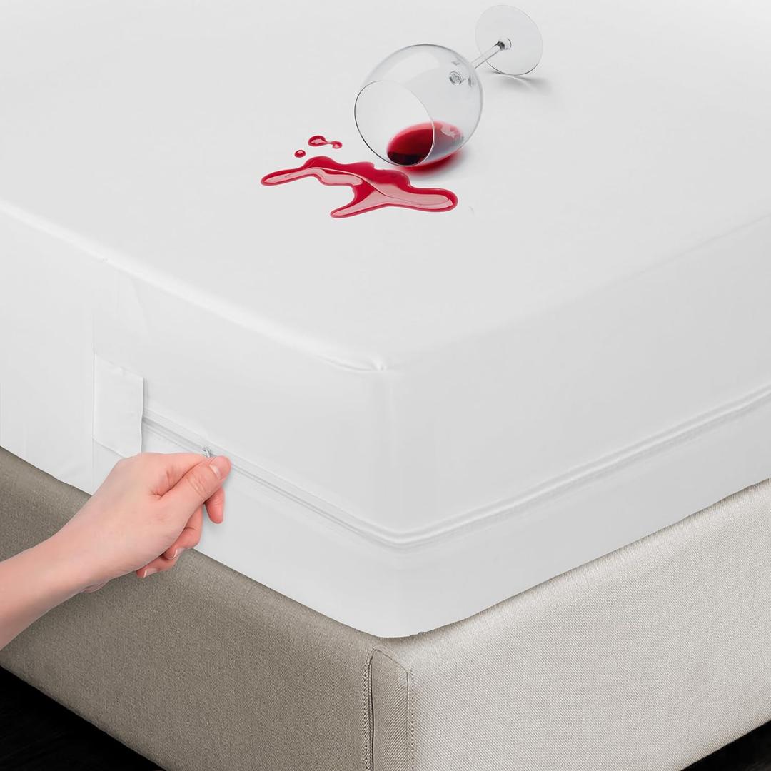 LUX Dcor King Zippered Mattress Encasement - Bed Bug Proof, 100% Waterproof Mattress Protector - 14 Inches Deep All Sided Cover, Noiseless - 78X80