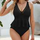 Edelqual Womens Swimsuits Tankini Two Piece Bathing Suits Tummy Control High Waisted Bikini Set 2025 Ruffled Swimwear (Black, L)