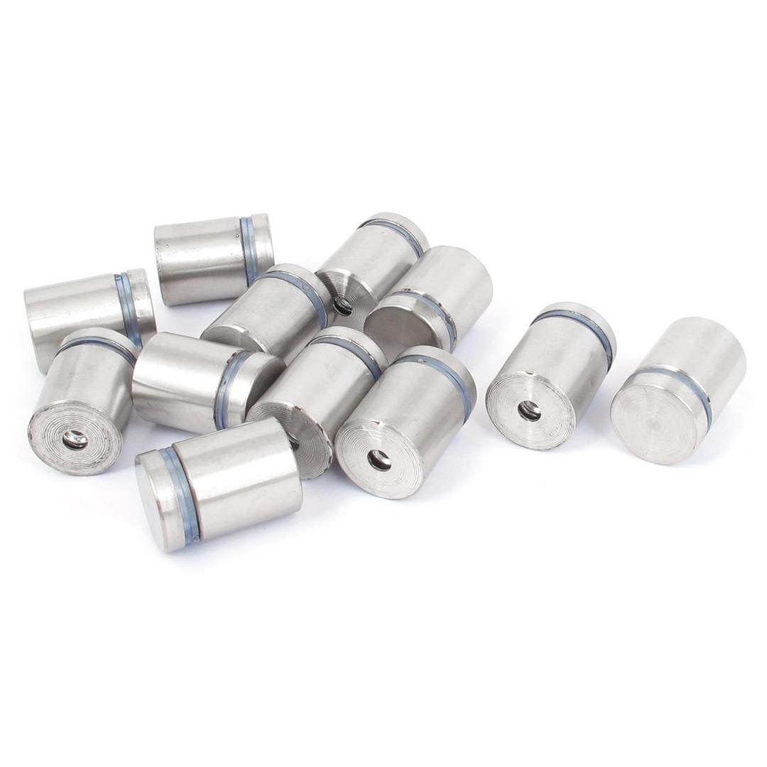 uxcell a15072000ux0232 Frameless Glass 19mm x 25mm Stainless Steel Standoff Pins Clamp 12pcs (Pack of 12)