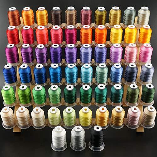 New brothread Only 62 Colors Compatible with Brother Polyester Embroidery Machine Thread Kit 500M (550Y) Each Spool Compatible with Brother Babylock Janome Singer Pfaff Bernina Embroidery Sewing Machine