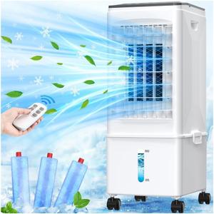 Portable Air Conditioners, 2.5 Gal Evaporative Cooling Fans that Blow Cold Air, 3 Speed Portable AC Unit, Quiet Swamp Cooler w/Timer & Remote, Windowless Air Conditioner for Bedroom Office Garage