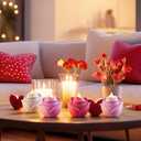Bucherry 4 Pcs Rose Flameless Candle Light 3.5" LED Resin Pink Rose Flower Tealight Candle Battery Operated Rosebud Flickering Tea Light for Wedding Party Teacher Gifts Home Table Decor