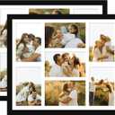 4x6 Picture Frame Collage for Wall, Display 7 Pcs 4x6 Photos with Mat or 12x14 Without Mat, 7 Opening Photo Frame for 4 x 6 Pictures with Shatter Resistant Plexiglass, White Mat, Black, 2 Pack