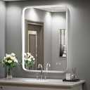 LED Bathroom Mirror with Lights,20x28 Inch Brushed Silver Framed Lighted Vanity Mirror,Anti Fog Stepless Dimmable Wall Mounted(Horizontal/Vertical)