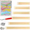 12 Pcs 3 Sets Stretcher Bars for Needlework 6 Sizes Wooden Canvas Stretcher Bars with 80 Thumb Tacks and Tacks Remover for Needlepoint Embroidery Stitch Frame Set Bundle with Crafts