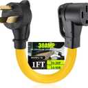 Tellegloww NEMA 10-30P to 14-50R EV Charger Adapter Cord, 30 Amp 3 Prong Male Dryer to 50 Amp 4 Prong Female EV Compatible with Tesla for Level 2 Charging with Handle, STW 10 AWG, 1FT, ETL Listed