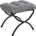 Welnow Folding Foot Stool, Upholstered Small Accent Ottoman with Detachable Thick Cotton Cushion Padded Sofa Stool and Metal Frame for Lazy Chair, Living Room, Bedroom, Plush Grey