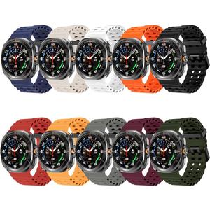 Sport Silicone Bands Compatible for Samsung Galaxy Watch Ultra 47mm (2025/2024), Breathable Wristband Waterproof Replacement Soft Silicone Strap for Men Women