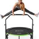 BCAN SP3 40" Foldable Mini Trampoline, Rebounder Trampoline for Adults, U/T Adjustable Foam Handle, Exercise Rebounder for Adults Indoor/Garden Workout, Max Load 330lbs/440lbs-40T-Green
