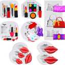 7 Pieces Valentine Silicone Molds Makeup Theme Silicone Molds for Cake Chocolate Kiss Lipstick Perfume High Heels 3D Fondant Mold for Decorating Resin Handcraft DIY Supplies