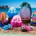 3D Printed Dragon with Egg, Cool Stuff Fun Gifts, Fidget Toy for Adults Teens Boy Home Decor Easter Basket Stuffers, Pink