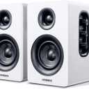 Sanyun SW208 3" Active Bluetooth 5.0 Bookshelf Speakers  60W Carbon Fiber Speaker Unit - Built-in 24bit DAC Dynamic 3D Surround Sound 2.0 Computer PC Monitor Gaming (Pair, White)