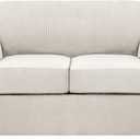 H.VERSAILTEX 3 Piece Stretch Sofa Covers for 2 Cushion Loveseat Couch Covers for Living Room Sofa Slipcovers (Base Cover Plus 2 Seat Cushion Covers) Thicker Jacquard Fabric (Medium Sofa, Ivory)