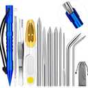 Ferraycle 12-Piece Paracord Fid Set - Stainless Steel Knotter Tools, Marlinspike Set, Lacing Needles, Smoothing Tool for Leather or Paracord Work (Dark Blue)