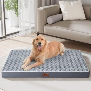 WESTERN HOME WH XL Dog Beds Large Sized Dog with Soft Rose Plush Removable Washable Cover, Egg Crate Foam Support and Non-Slip Bottom, Waterproof Orthopedic Dogs Bed Pet Mat, 42 x 30 Inch (Grey)
