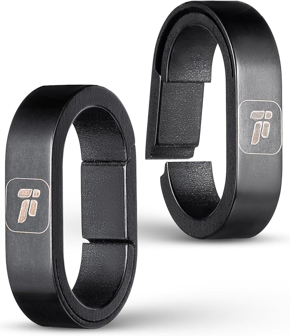 FEGVE Titanium Mini Key Chain Rings with 2 Stainless Steel Spilt Rings for Home Keys Bag Pendant (Black)