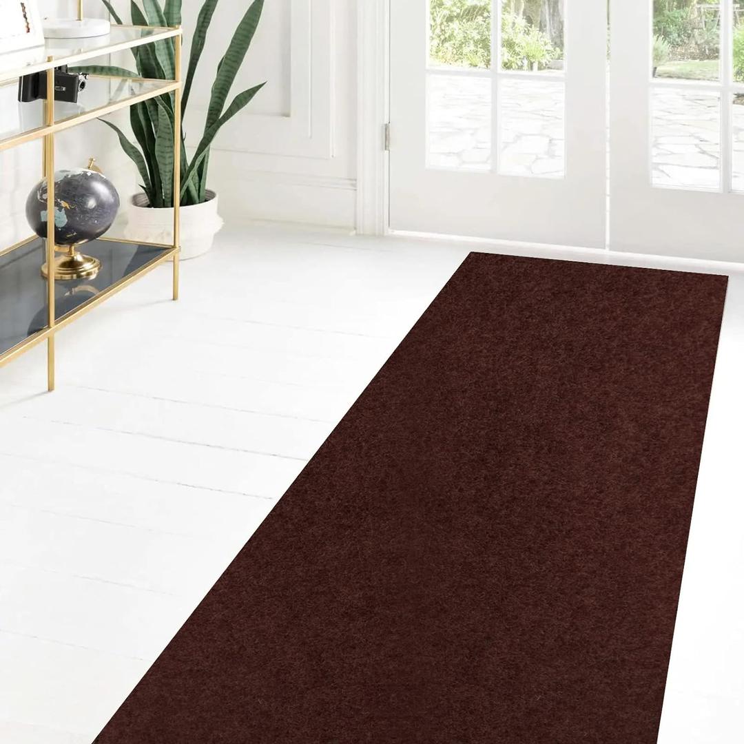 Custom Size Runner Rug 2 ft x 6 ft, 2-82ft Carpet Runners Hallway Entryway Kitchen Garage Laundry Room Area Rugs with Non-Slip Rubber Backing, Chocolate Brown