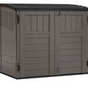 Suncast Outdoor Storage Shed for Backyard and Garden, Horizontal, 4' x 2.5', Stoney Grey - Portable Utility Deck and Cabinet for Tools, Equipment, and Garbage